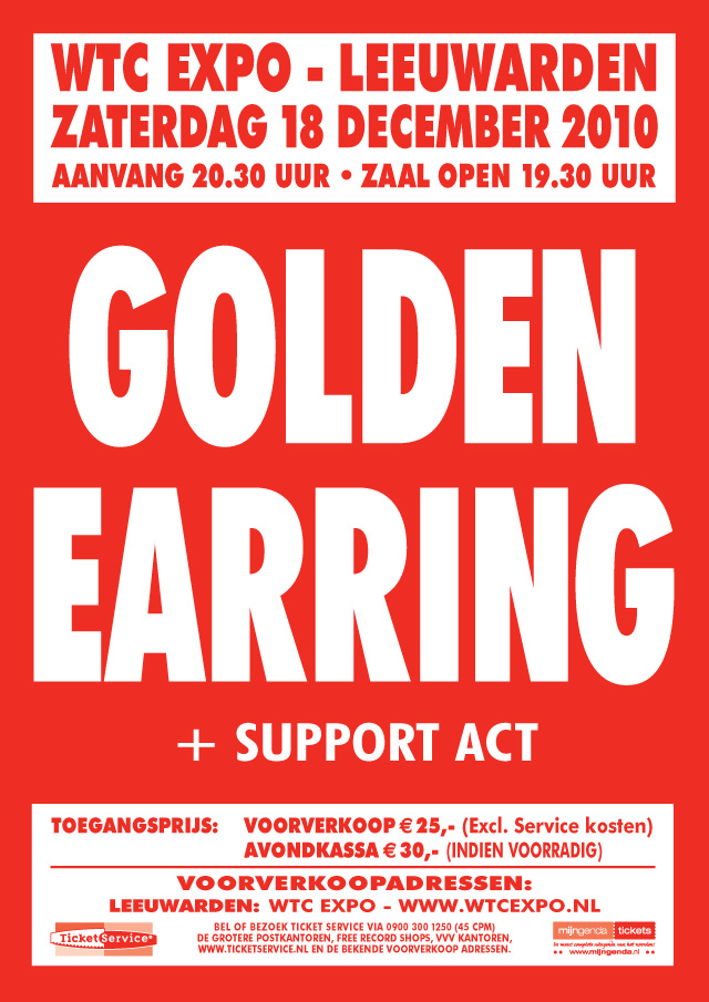 Golden Earring show poster December 18, 2010 Leeuwarden - WTC Expo